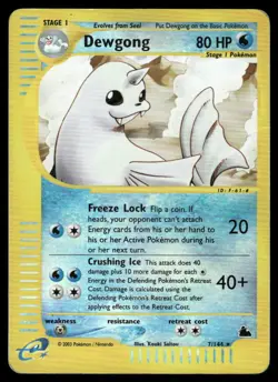 Pokemon Cards Dewgong 7/144 Reverse Holo Skyridge Rare DMG - Image 1