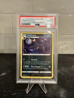 POKEMON 2021 Evolving Skies 3 Pack Blister Promo UMBREON Holo SWSH129 PSA 8 - Image 1
