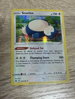 Snorlax (143/196) Holofoil Holo Rare NM SWSH11 SWSH11: Lost Origin Pokemon TCG - Image 1