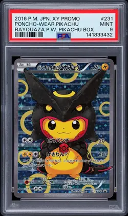 2016 POKEMON JAPANESE XY PROMO #231 PONCHO-WEARING PIKACHU PSA 9 - Image 1
