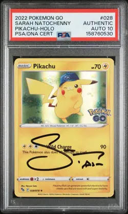 2022 POKEMON GO #028 PIKACHU-HOLO PSA 10 Auto Sarah Natochenny - Image 1