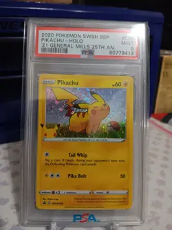 2021 Pokemon 25th Anniversary General Mills Promo Pikachu #SWSH039 PSA 9 - Image 1