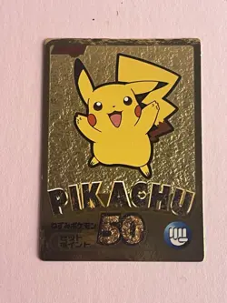 Pokemon Meiji Pikachu Gold Foil Japanese Chocolate Promo Series 2000 Get Card - Image 1