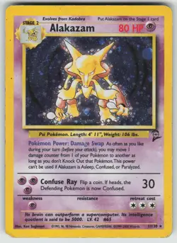 POKEMON ALAKAZAM 1 HOLO R BASE SET 2 DMG HOLO - Image 1