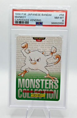 1996 Pocket Monsters - Japanese Bandai - Carddass Vending - Mankey #056 - PSA 8 - Image 1