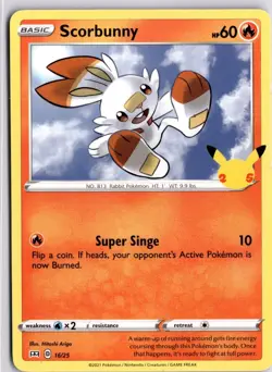 Pokemon Card Scorbunny 16/25 25th Anniversary McDonalds Promo Non Holo - Image 3