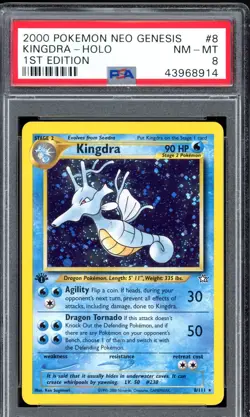 2000 Pokemon Neo Genesis 1st Edition 8 Kingdra Holo PSA 8 Near Mint - Mint - Image 1