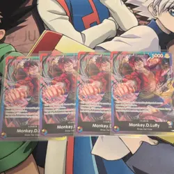 One Piece Card Game Monkey D. Luffy Rainbow leader promo set of 4 - Image 1