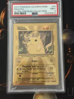 Pokemon TCG Celebrations Pikachu 058/102 Holo Promo Metal Card PSA 9 - Image 2