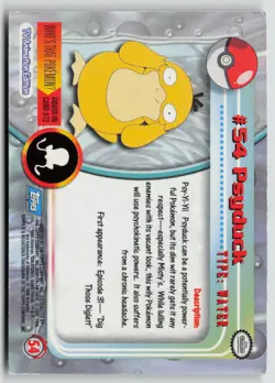 Psyduck #54 Topps Trading Cards Series 1 Pokemon LP - Image 2