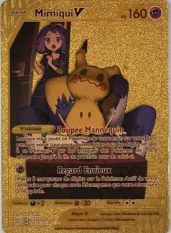 Carte pokemon dore V Mimiqui tres bon etat grattante Psy Nintendo - Image 1