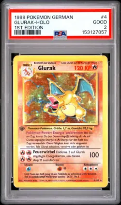 Pokemon Glurak holo Basis Set 1 Edition #4 PSA 2 Deutsch 1999 Original Charizard - Image 1