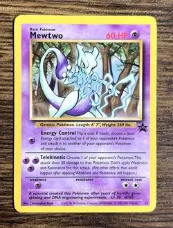 Pokemon Mewtwo #12 Black Star Promo WB Movie Wizards of the Coast WOTC Vintage - Image 1