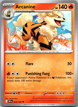 Arcanine 028/182 Uncommon Destined Rivals Pokemon Near Mint - Image 1
