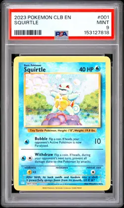2023 Pokemon Squirtle CLB Holo TCG CLASSIC #1 PSA 9 Mint Englisch Schiggy Base - Image 1