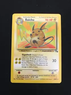 Pokemon TCG Raichu 29/62 Fossil Set Unlimited Non-Holo Card - LP - Image 1