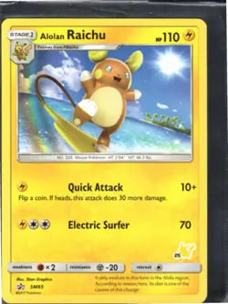 POKEMON -- ALOLAN RAICHU - SM65 SUN & MOON PROMO HOLO PROMO -- HP - Image 1