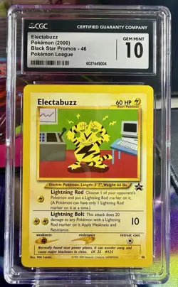 CGC 10 Electabuzz #46 Black Star Promos Pokemon League 2000 GEM MINT RARE - Image 1