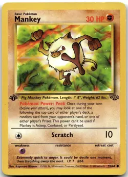 Mankey 55/64 Common Jungle Pokemon 1st Edition Lightly Played - Image 1