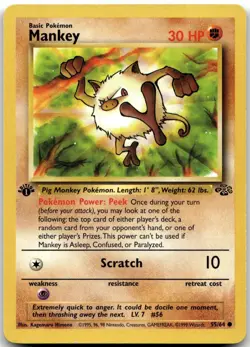 Mankey 55/64 Common Jungle Pokemon 1st Edition Lightly Played - Image 1