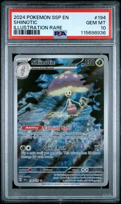 2024 POKEMON SSP EN-SURGING SPARKS ILLUSTRATION RARE #194 SHIINOTIC PSA 10 - Image 1