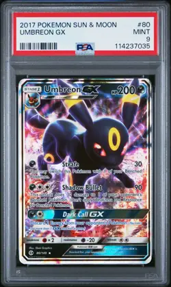 2017 POKEMON SUN & MOON UMBREON GX #80 PSA 9 MINT #114237035 - Image 1