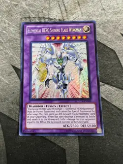Yugioh TCG Elemental HERO Shining Flare Wingman LCGX-EN050 Secret Rare LP - Image 1
