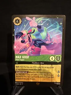 Disney Lorcana TCG Fabled Max Goof Chart Topper Legendary Cold Foil 77/204 EN 9 - Image 1