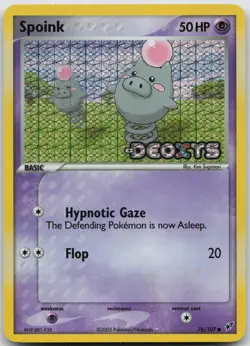 Spoink 76/107 Common Deoxys Stamp Pokemon Reverse Holo LP-NM - Image 1