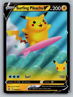 Surfing Pikachu V Celebrations #008/025 Ultra Rare,Holo Pokemon Card - Image 1