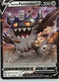 Galarian Perrserker V 129/196 Holo V Rare Lost Origin Pokemon Holo Near Mint - Image 1