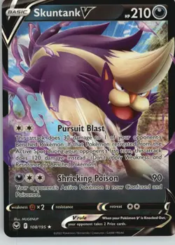 Skuntank V 108/195 Holo V Rare Silver Tempest Pokemon Near Mint - Image 1
