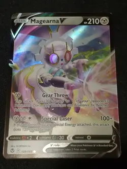 Pokemon TCG Magearna V SWSH Silver Tempest 128/195 Holo Ultra Rare ~ Full Art - Image 1
