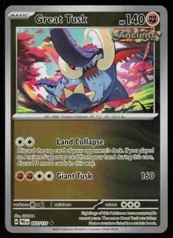 Great Tusk 055/131 Uncommon Prismatic Evolutions Pokemon Reverse Holo Near Mint - Image 1