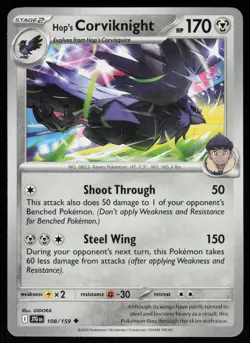 Hop's Corviknight 108/159 Uncommon Journey Together Pokemon Near Mint - Image 1