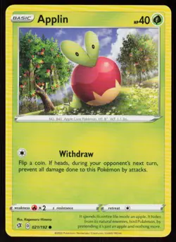 Applin 021/192 Common Rebel Clash Pokemon Near Mint - Image 1