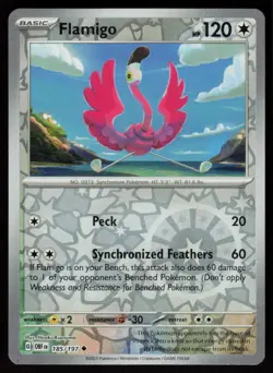 Flamigo 185/197 Uncommon Obsidian Flames Pokemon Reverse Holo Near Mint - Image 1