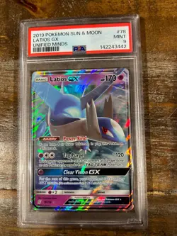 POKEMON 2019 Sun Moon Unified Minds LATIOS GX #78 PSA 9 Mint RARE - Image 1