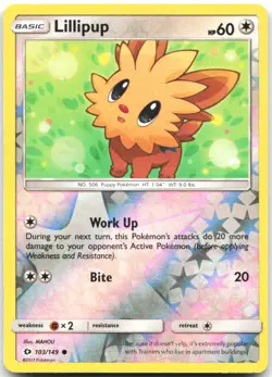 Lillipup 103/149 Common SM Base Set Pokemon Reverse Holo Moderately Played - Image 1