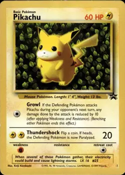 Pikachu 1 WOTC Black Star Promo 1999 Ivy League Vintage Pokemon Card TCG - Image 1