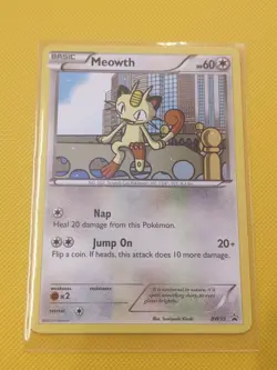 Meowth BW35 Black Star Promo BW Black & White NM Pokemon card Free shipping - Image 1