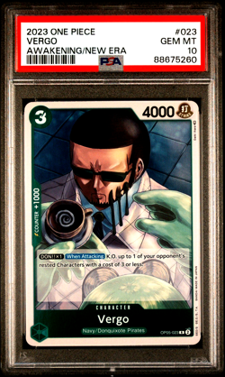 One Piece Awkening New Era Holo OP-05 #23 Vergo PSA 10 Gem Mint POP 12 - Image 1