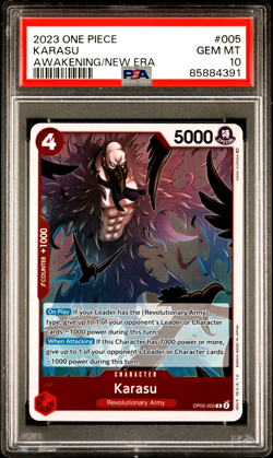 One Piece OP-05 Awakening Era Holo Rare #005 Karasu PSA 10 Gem Mint POP 8 - Image 1