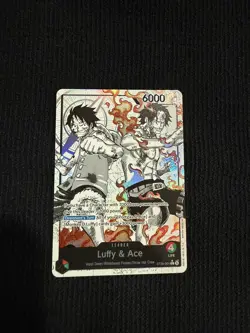 ST30-001 - Luffy & Ace Leader (Alternate Art Parallel - Black/White) - Near Mint - Image 1