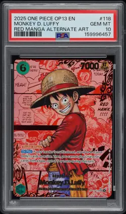 2025 ONE PIECE OP13-CARRYING ON HIS WILL #118 MONKEY D. LUFFY PSA 10 - Image 1