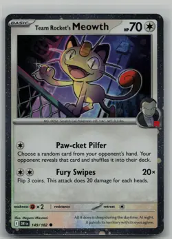 Team Rocket's Meowth (Cosmos Holo) Common Miscellaneous Cards & Products 149/182 - Image 1