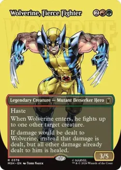 ~ Wolverine, Fierce Fighter (Borderless) ~ NM Foil ~ Marvel Super Heroes ~ MTG ~ - Image 1