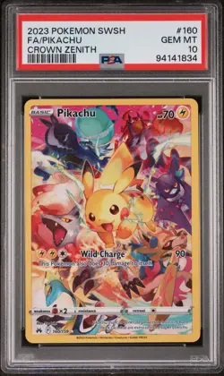 2023 POKEMON SWORD & SHIELD CROWN ZENITH #160 FULL ART/PIKACHU PSA 10 - Image 1