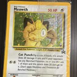 Pokemon Meowth Wotc Promo 10/53 Holo Promo SEALED ear SWIRL - Image 2
