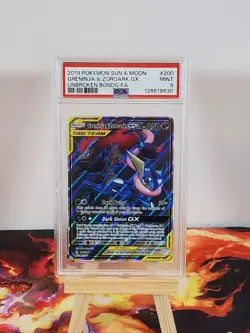 2019 Pokemon Greninja & Zoroark GX Full Art Holo 200/214 PSA 9 - Image 1